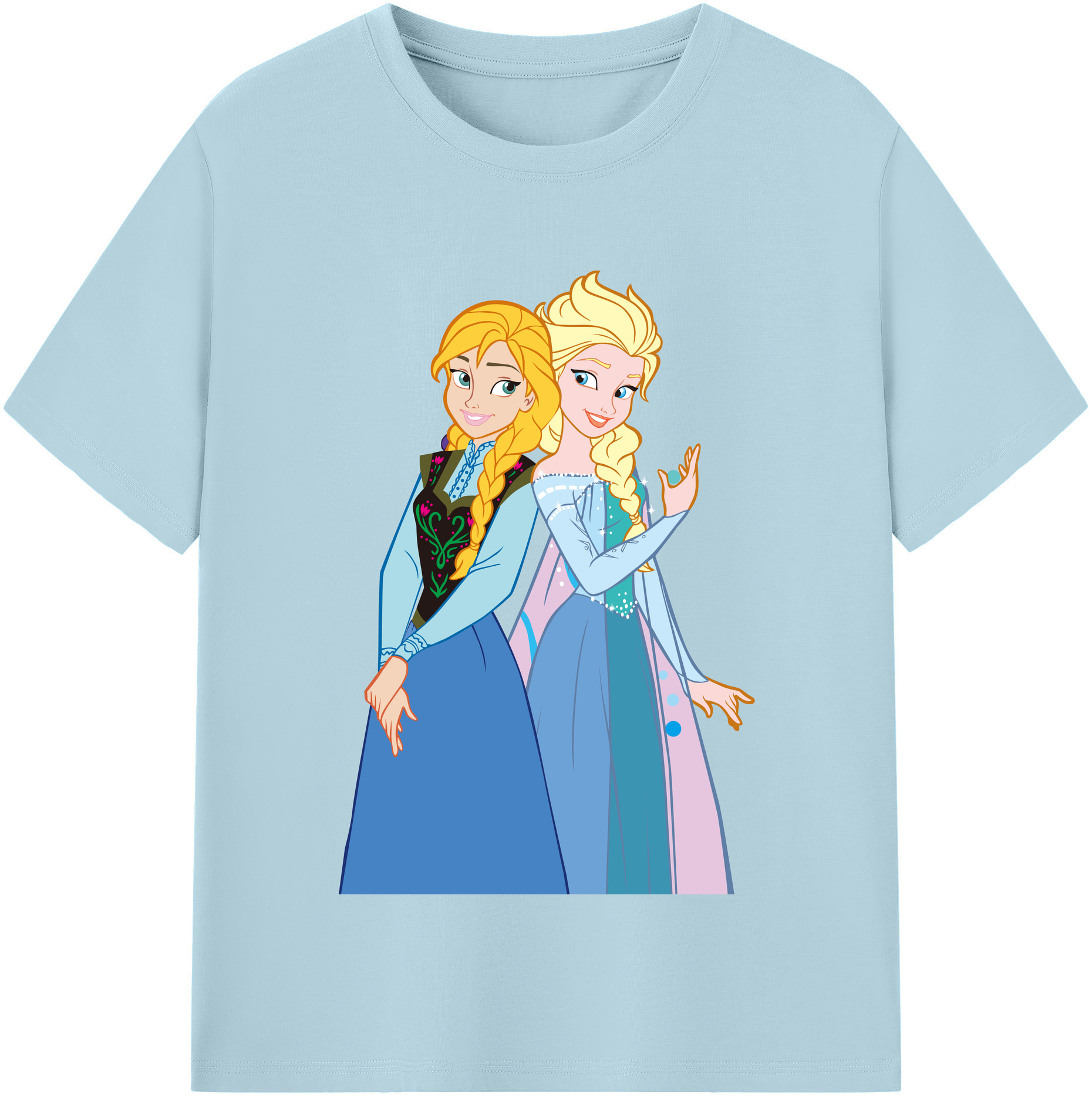 （画像用） アナと雪の女王 アンナ エルサ Frozen Anna Elsa 綿100％半袖Tシャツ（フロントプリント）